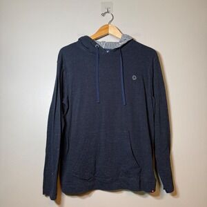 Airwalk Mens Navy Blue Striped Lightweight Hooded Shirt Size Medium Pullover